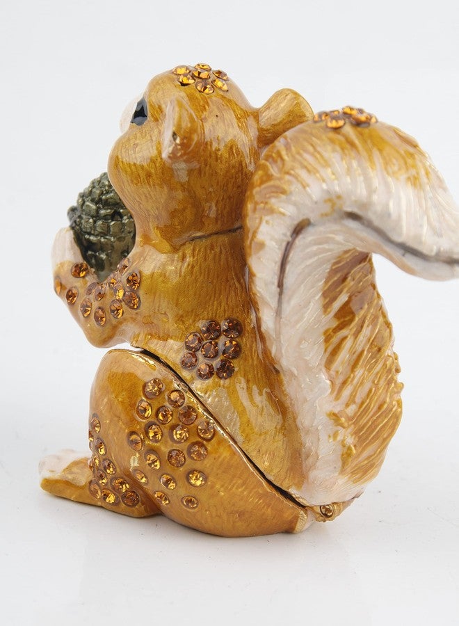 SEVENBEES Hand Painted Squirrel Jewelry Boxes Trinket Box Hinged Squirrel Figurine Gift for Women Girls - Image 4