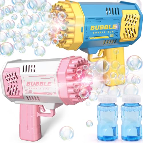 Beria Bubble Machine 2 Pack Bubble Gun for Toddlers Toys for Kids 3 4 5 6 7 8 Years Old Bubbles Maker Blower Toy for Boys Girls Outdoor Indoor Birthday Wedding Party Gifts for Ages 48 - Image 1