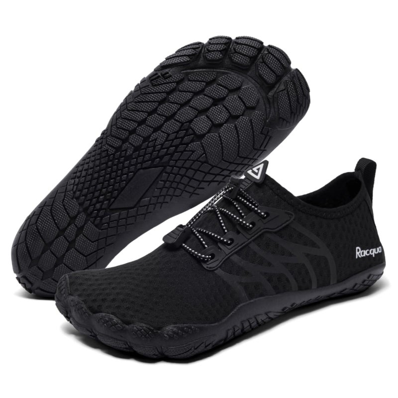 Racqua Water Shoes Lightweight Quick-Dry Swim Shoes Breathable Beach Shoes Barefoot Aqua Outdoor for Men Women Black 10 Women/9 Men - Image 1