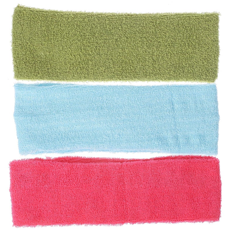 3pcs Non Slip Sports Sweatbands Moisture Wicking Headbands Sky Blue Rose Red Fluorescent Green - Image 2