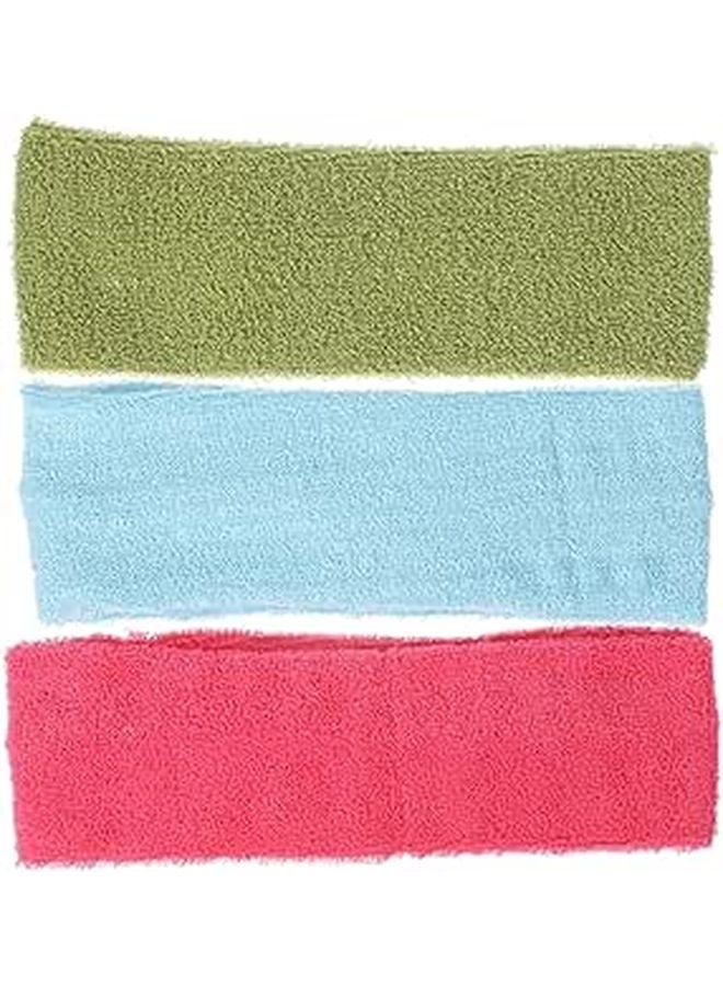 3pcs Non Slip Sports Sweatbands Moisture Wicking Headbands Sky Blue Rose Red Fluorescent Green - Image 1