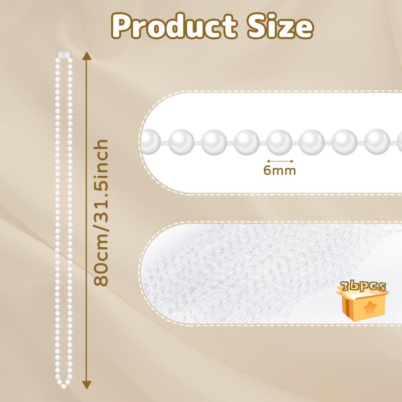 XIPENGKEJI 36 Pack Faux Pearl Necklace Bulk Pearl Necklaces Women's Jewelry 1920s Long Pearl Necklace Accessories for Wedding, Christmas, Birthday Party, Costume Matching - Image 2