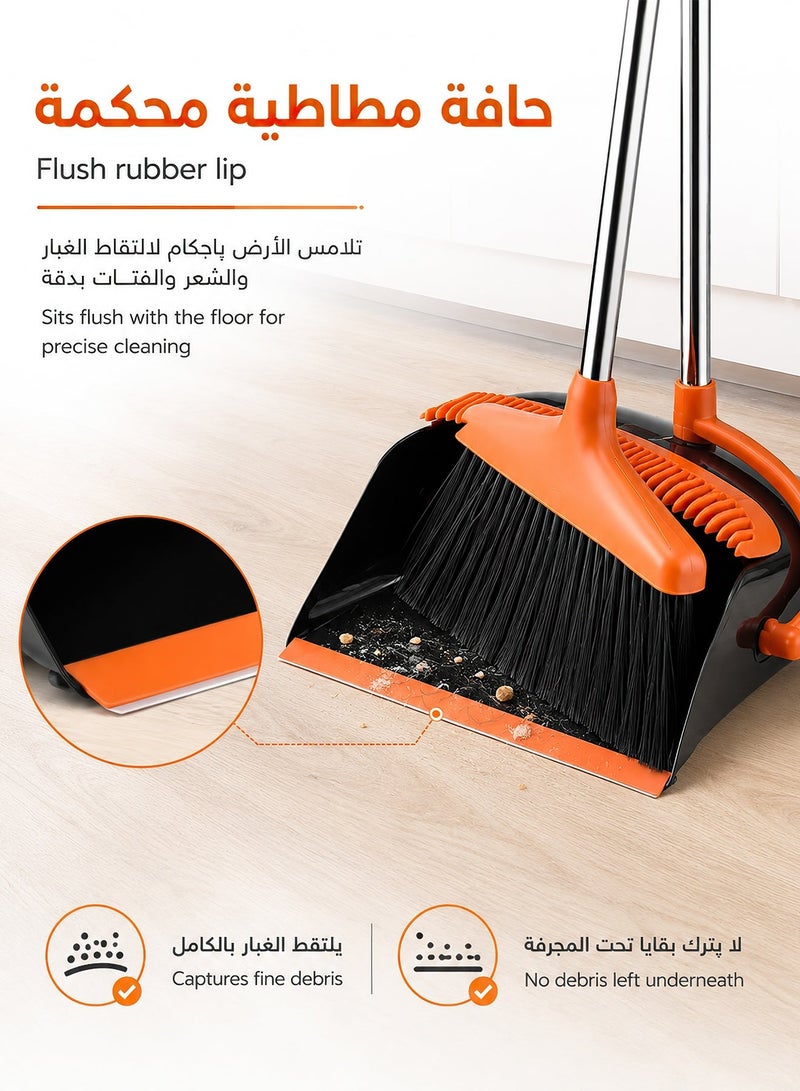 OHAHO Upgrade Broom and Dustpan Set, Self-Cleaning with Dustpan Teeth, Indoor&Outdoor Sweeping, Ideal for Dog Cat Pets Home Use, Stand Up Broom and Dustpan - Image 4