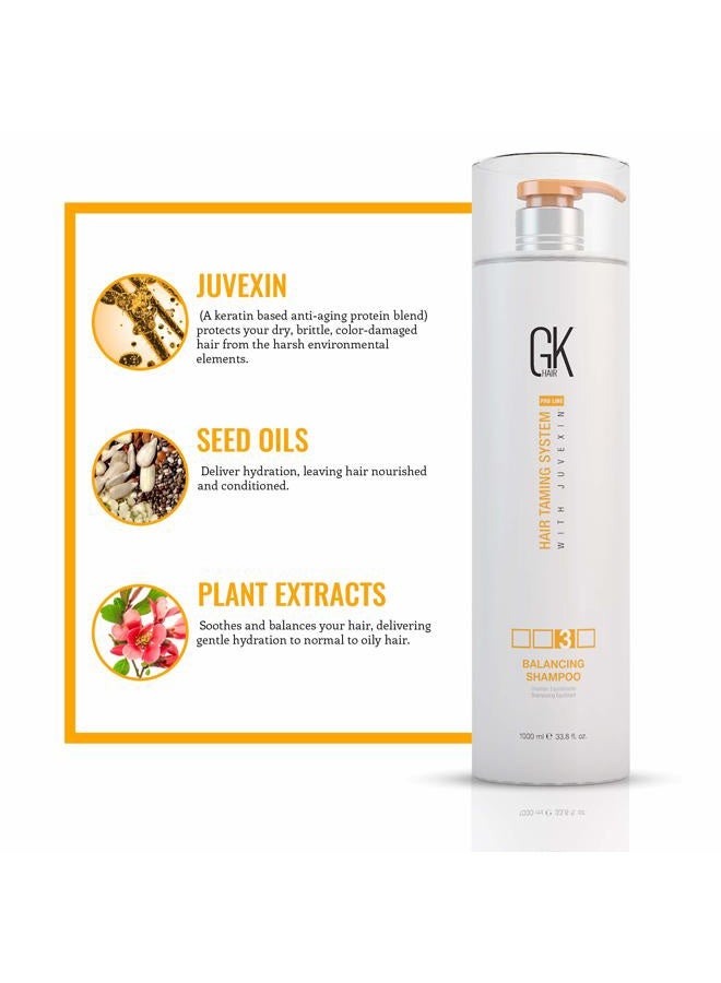 GK Hair Balancing Shampoo Repairs Dry Damage For Oily Flaky Itchy Scalp Thinning Removes Impurities Deep Cleansing Natural Moisture Keratin Treatment Sulfate Parabem Free All Hair Types - 33.8 Ounce - Image 5