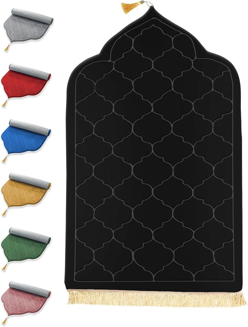 MARK STORE Prayer Mat Embossed Anti-Slip Velvet Top Prayer Rug for Umrah Hajj Ramadan 70 x 110 cm, Best Gift For Ramadan (Random Colors) - Image 1