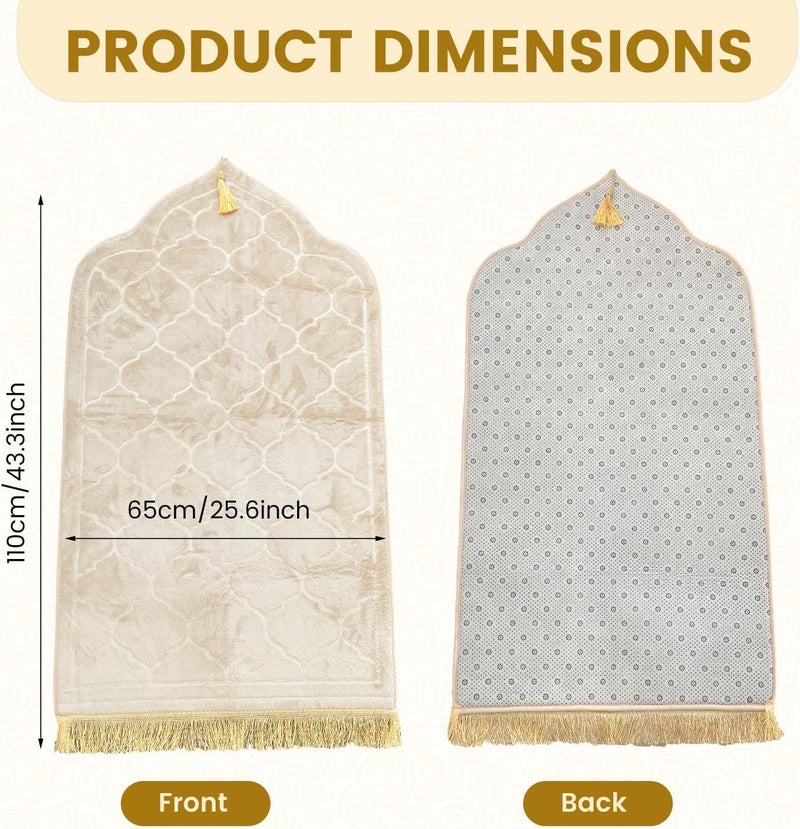 MARK STORE Prayer Mat Embossed Anti-Slip Velvet Top Prayer Rug for Umrah Hajj Ramadan 70 x 110 cm, Best Gift For Ramadan (Random Colors) - Image 3