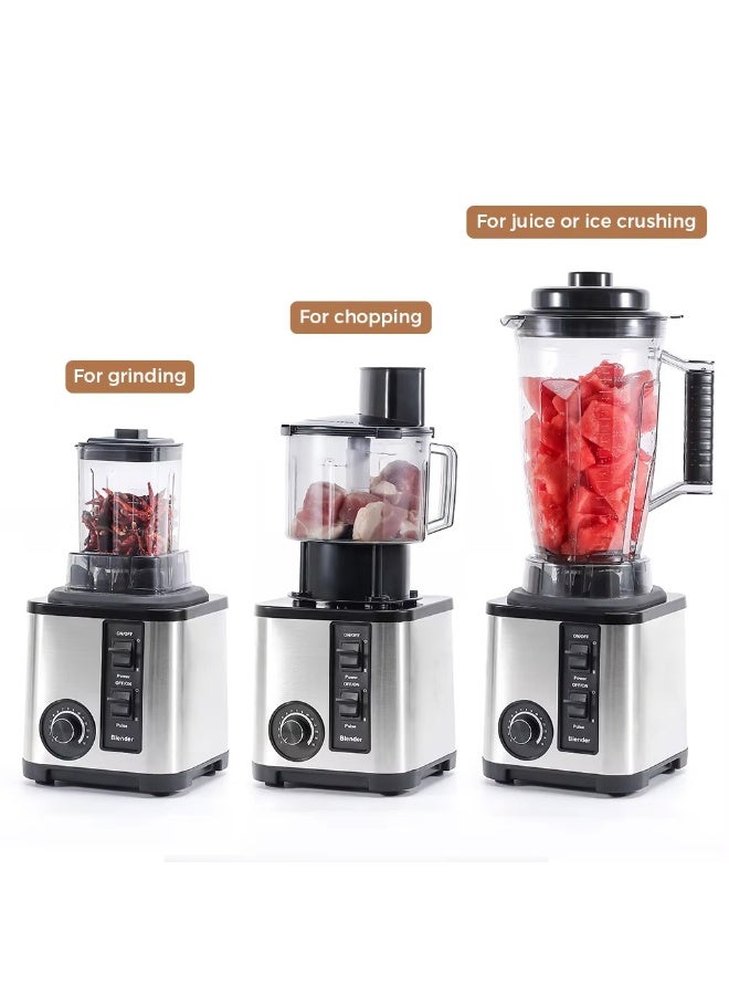 SILVER CREST 6 In 1 Countertop Blender, with Grinder and Food Chopper, 4500W Electric Blender, BPA-Free Chopper, for Smoothies, Ice Crush, Frozen Drinks, Coffee Powder, Meat and Vegetable, 3L - Image 5