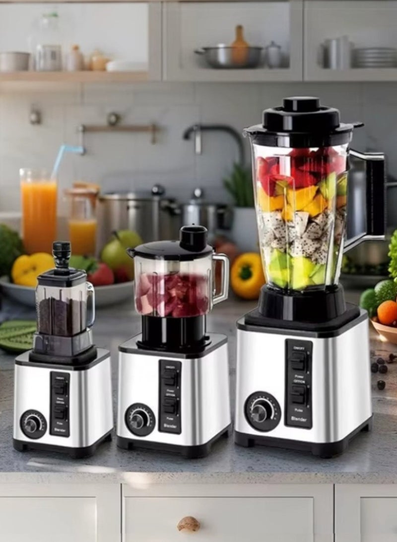 SILVER CREST 6 In 1 Countertop Blender, with Grinder and Food Chopper, 4500W Electric Blender, BPA-Free Chopper, for Smoothies, Ice Crush, Frozen Drinks, Coffee Powder, Meat and Vegetable, 3L - Image 3