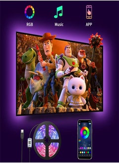 TV LED Backlights 4.5M,Romwish LED Strip Lights with Bluetooth APP Control for 65-75 inch TV, 16 Million Colors, Music Sync Color Changing + Sensitive Mic + Timing Function, Adapter USB Powered
