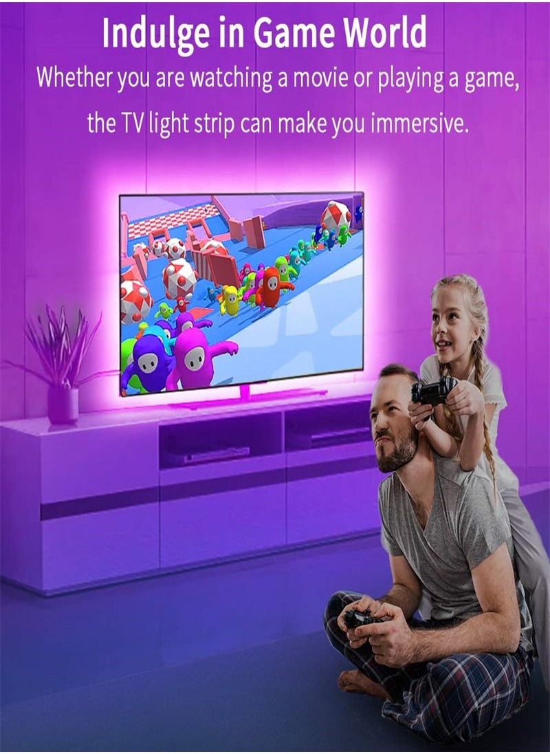 Generic - TV LED Backlights 4.5M,Romwish LED Strip Lights with Bluetooth APP Control for 65-75 inch TV, 16 Million Colors, Music Sync Color Changing + Sensitive Mic + Timing Function, Adapter USB Powered - Image 1