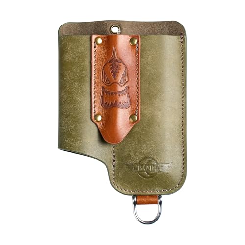 OKNIFE Osheath S1 3 in1 Leather Sheath for Flat Flashlight, Pocket Knife, Mini Pen, EDC Kit Belt Organizer for Belt with Horseshoe Buckle Keychain - Image 1
