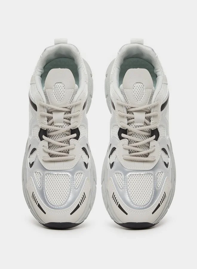 Styli Styli Textured Lace Up Chunky Sole Sneakers