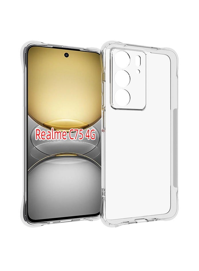 Case for realme C75 4G/ C75X 4G Clear TPU Four Corners Military-Grade Protection Cover Transparent Soft