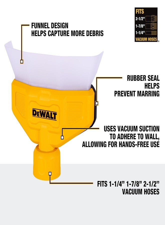 DEWALT Shop Vac Dust Collector, Wet Dry Vacuum Accessory Attachments for Easy Collection of Dust, Funnel Design, Hands Free, DXVA00-1500, 1 Pack, Yellow - Image 2