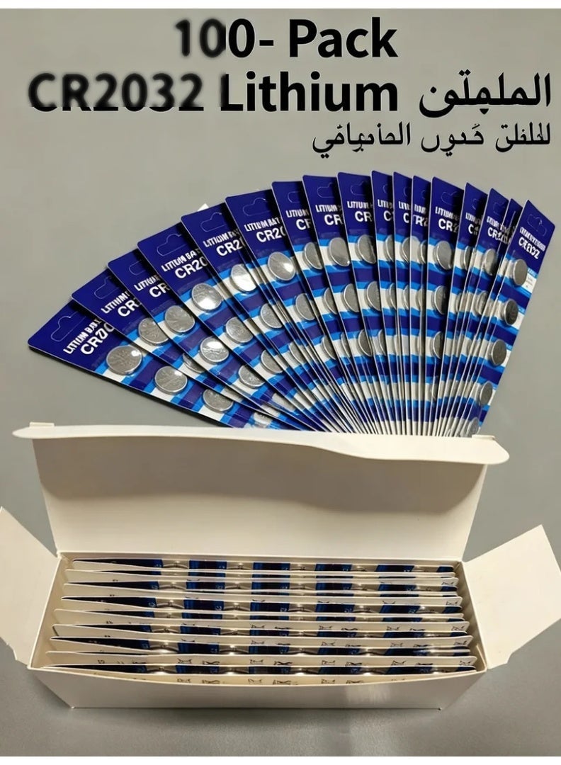 robotgcc High-Performance CR2032 3V Lithium Coin Battery 100-Pack | Long-Lasting Power & Low Self-Discharge | Premium Button Cell for Remote Controls, Flameless Candles, CMOS, Scales, Thermometers, Glucose Meters, Doorbells, Toys, Car Keys & Electronics | Bulk Value Pack with 20 Blister Cards × 5 Batteries - Image 1