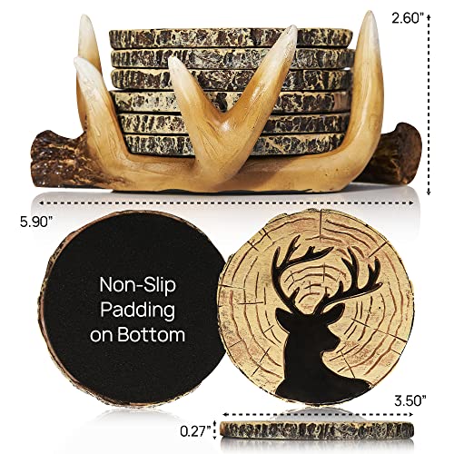 Cabin Obsession Deer Antlers Coaster Set of 6 – Handcrafted Deer Antler Decor and Man Cave Gifts for Men - 6 Full Size Deer Antlers Coasters for Man Cave Décor - Image 2