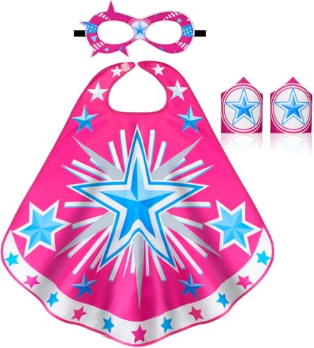 iROLEWIN Star SuperheroCapes Mask for Kids SuperHeroCostumesToys as Boys Girls BigSisterBrother Gift Birthday Bracelets - Image 1