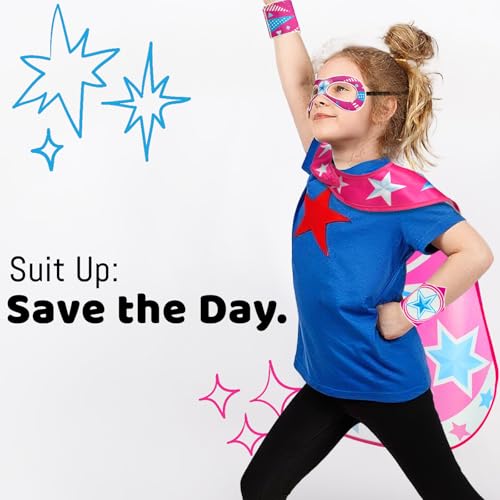 iROLEWIN Star SuperheroCapes Mask for Kids SuperHeroCostumesToys as Boys Girls BigSisterBrother Gift Birthday Bracelets - Image 5