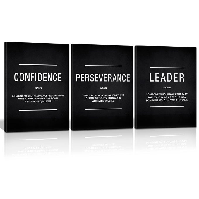 LARGE MOTIVATION POSTERS FOR OFFICE INSPIRATION LEADER CONFIDENCE PERSEVERANCE QUOTES SUCCESS CANVAS WALL ART FRAMED POSITIVE SAYINGS WALL HANGING FOR HOME OFFICE WORKPLACE 20X 28X 3PCS