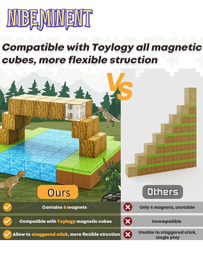 NIBEMINENT 100PCS Magnetic Blocks-Build Mine Magnet World Set for Boys & Girls Age 3-5 6-8, STEM Sensory Toys for Toddlers Gifts for 3+ Years Kids,1" Magnet Cubes Classroom Must Haves Construction Toys (Garden)  - Image 3
