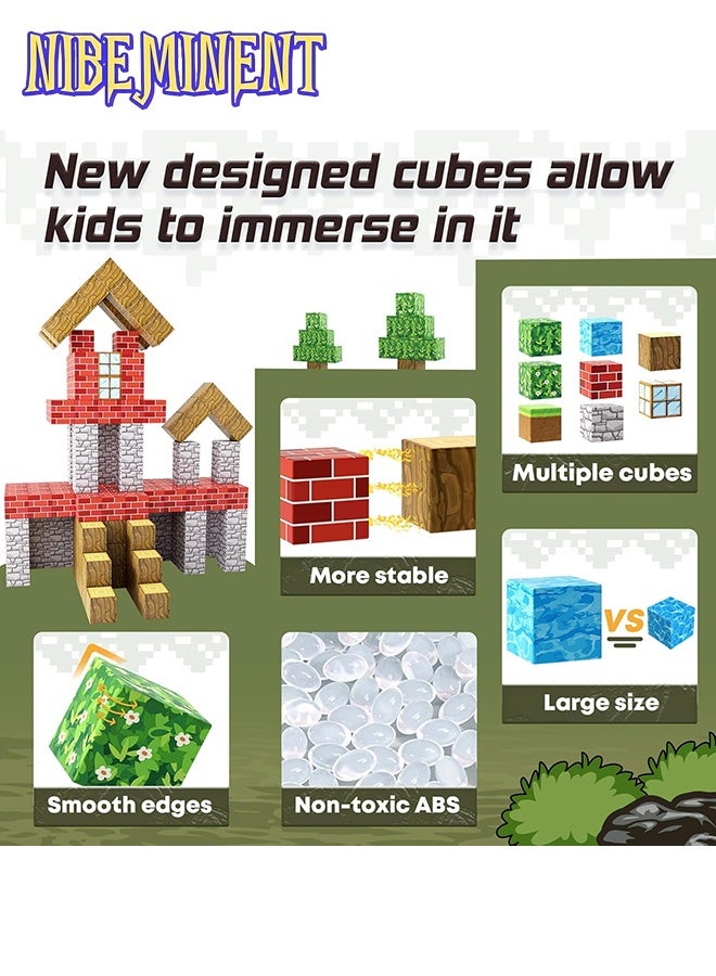 NIBEMINENT 100PCS Magnetic Blocks-Build Mine Magnet World Set for Boys & Girls Age 3-5 6-8, STEM Sensory Toys for Toddlers Gifts for 3+ Years Kids,1" Magnet Cubes Classroom Must Haves Construction Toys (Garden)  - Image 5