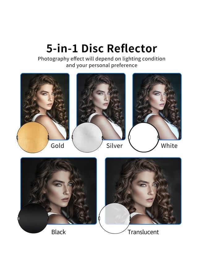 Selens 43" Photography Reflector with 6.5ft Light Stand, Handle Light Reflector for Photography, 5-in-1 Reflector with Photography Stand and Holder Kit - Image 4