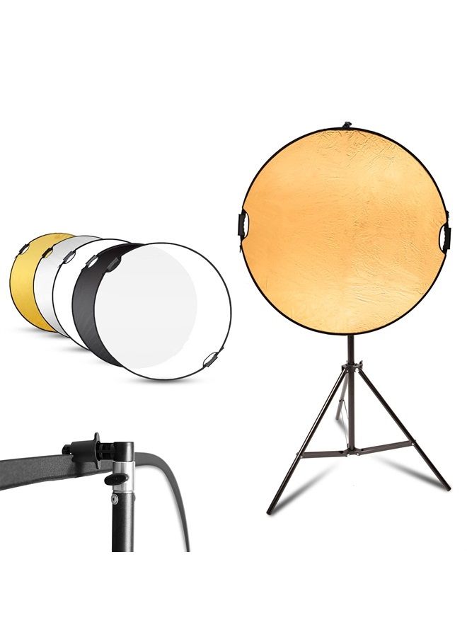 Selens 43" Photography Reflector with 6.5ft Light Stand, Handle Light Reflector for Photography, 5-in-1 Reflector with Photography Stand and Holder Kit - Image 1