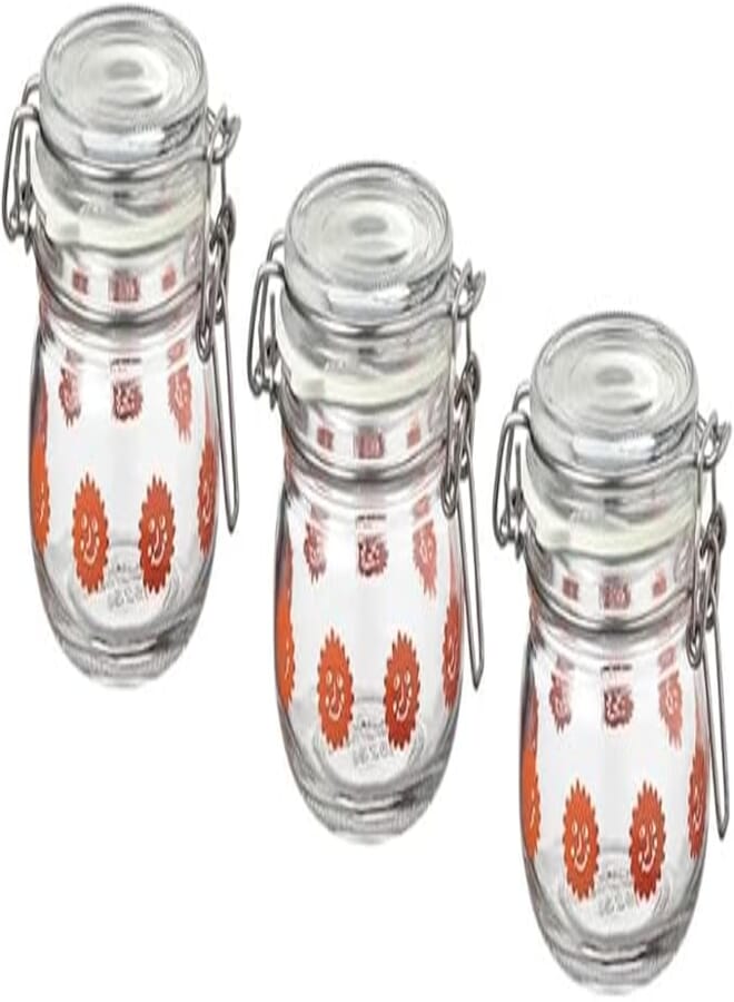 Jar with Lid, Clear Glass Embossed/Bright Orange,13 Cl-KORKEN