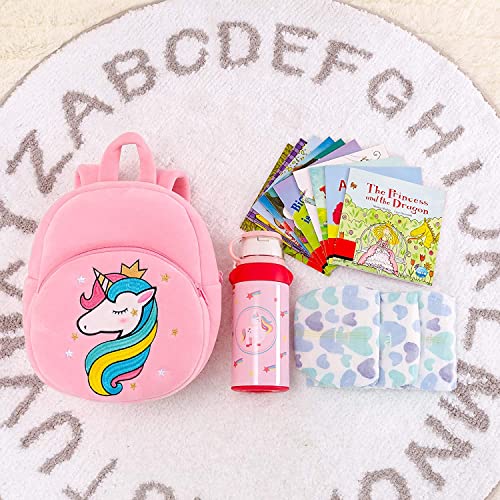 Frantic Kids Soft Animal Cartoon Travelling School Bag Soft Plush Standard 2 Compartment Backpack s Boys Girls Baby For 2 To 5 Years Baby/Boys/Girls Nursery, Preschool, Picnic(Pinkunicorn21) - Image 3