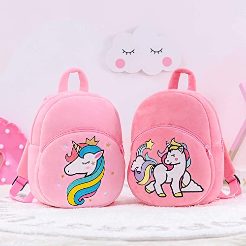 Frantic Kids Soft Animal Cartoon Travelling School Bag Soft Plush Standard 2 Compartment Backpack s Boys Girls Baby For 2 To 5 Years Baby/Boys/Girls Nursery, Preschool, Picnic(Pinkunicorn21) - Image 4