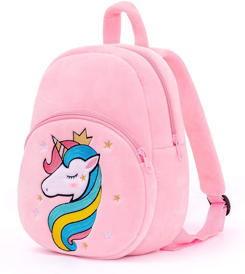 Frantic Kids Soft Animal Cartoon Travelling School Bag Soft Plush Standard 2 Compartment Backpack s Boys Girls Baby For 2 To 5 Years Baby/Boys/Girls Nursery, Preschool, Picnic(Pinkunicorn21) - Image 2