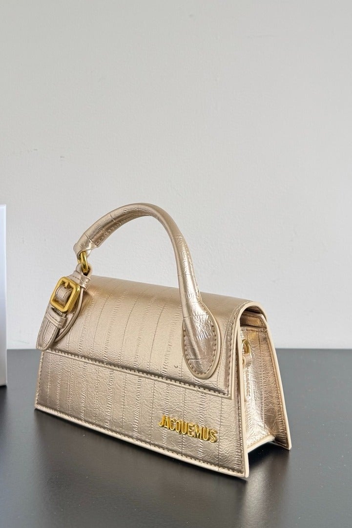 Jacquemus  كروك منقوشة الجلد طويل Le Chiquito أعلى مقبض حقيبة مع حزام Crossbody - Image 3