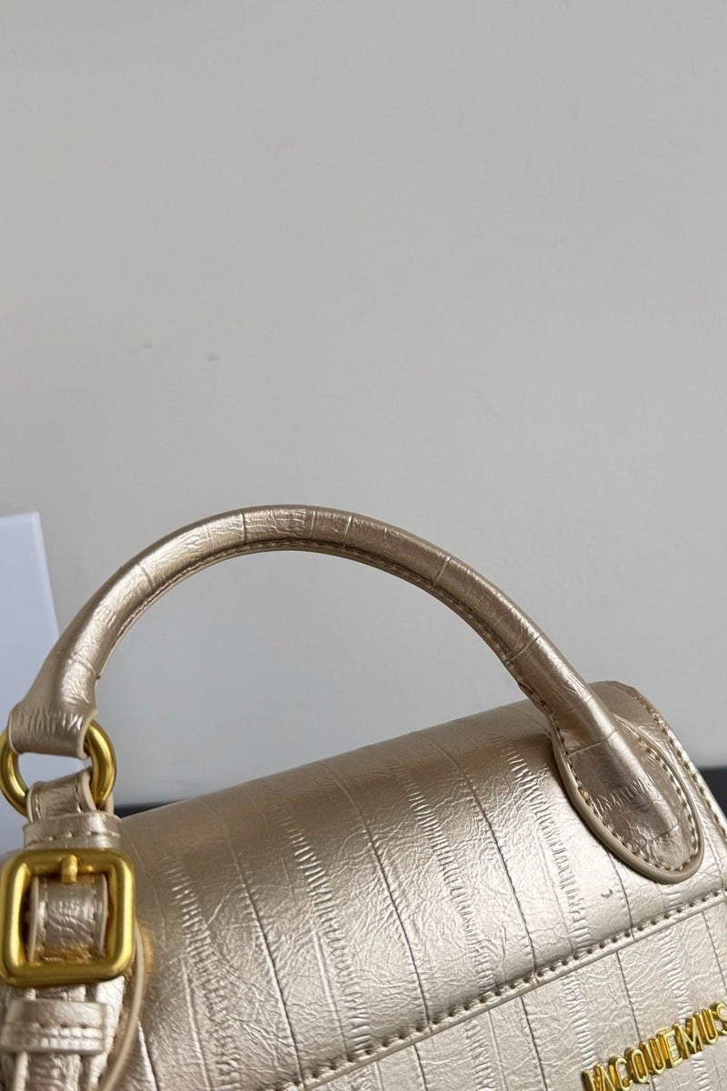 Jacquemus  كروك منقوشة الجلد طويل Le Chiquito أعلى مقبض حقيبة مع حزام Crossbody - Image 5