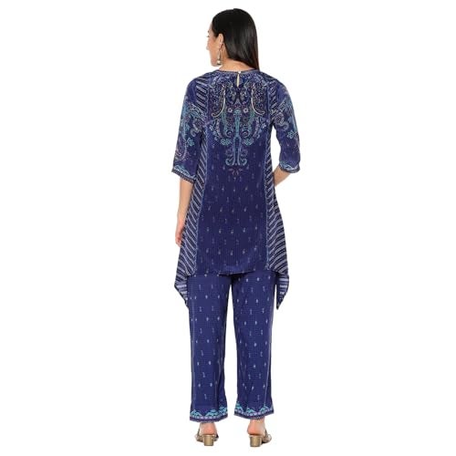 Biba Women's Blue Crepe Asymmetric Suit Set_42 - Image 5