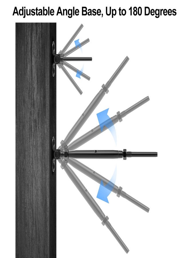 BLIKA 15 Pair 1/8" Black Cable Railing Kit Swage Toggle Turnbuckle Hardware, Adjustable Angle T316 Stainless Steel Cable Railing Kits for 2"x2", 4"x4" Wood Posts, Black Deck Railing Kit for Stairs - Image 4