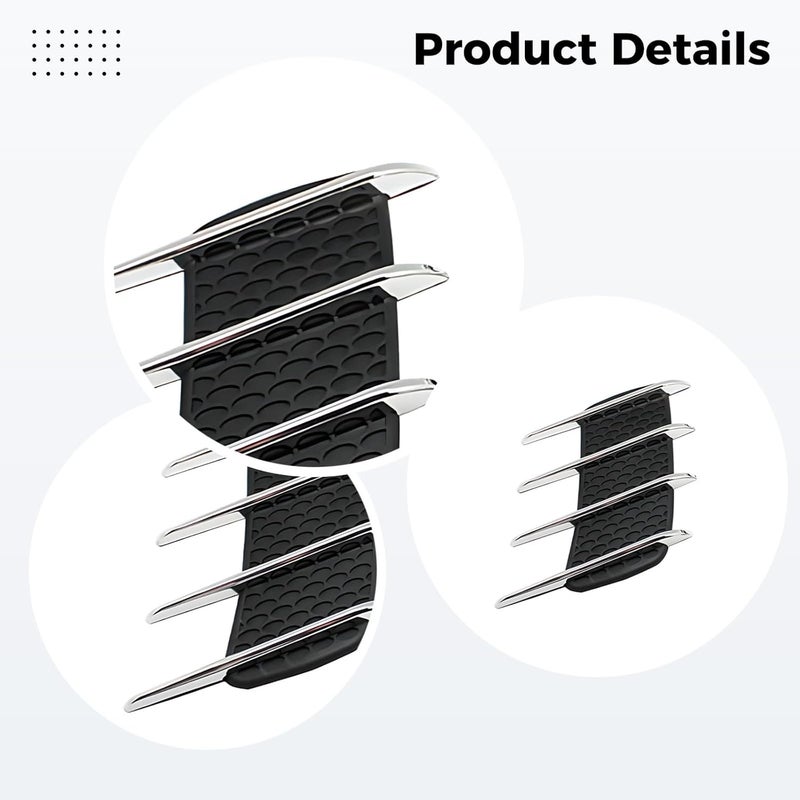 Car Hood Gill Vents Decorations 2 Set, Abs Air Vent Polished Accessories, No-Drill Installation, Side Unique Vent Stickers - Image 2