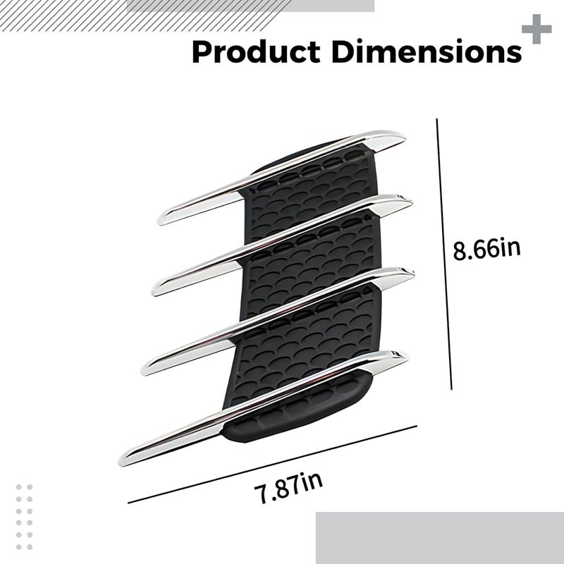 Car Hood Gill Vents Decorations 2 Set, Abs Air Vent Polished Accessories, No-Drill Installation, Side Unique Vent Stickers - Image 4