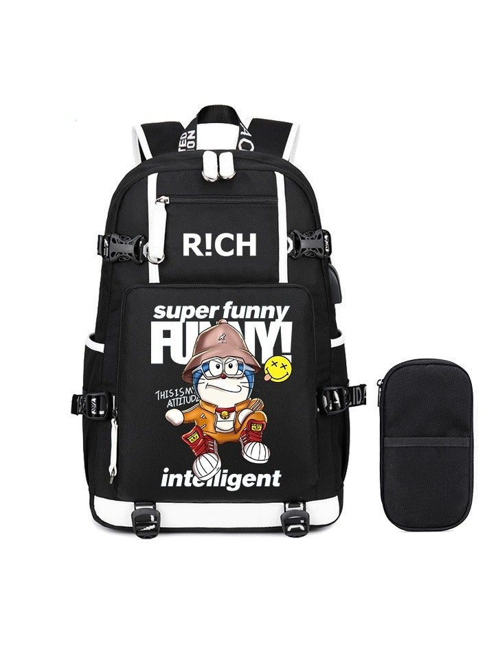 Donald Duck Junior High School Student Backpack Primary School Student Large Capacity School Bag Pencil Case Set 28*14*41cm 