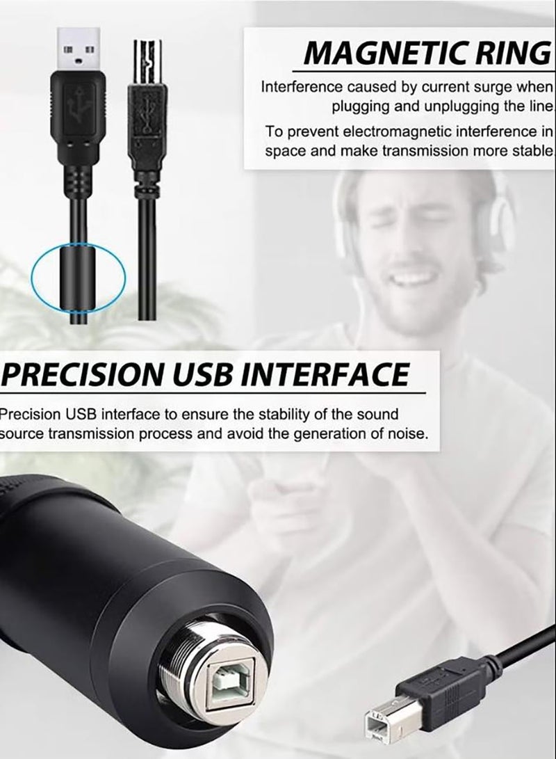 Relex Professional Studio Mic Kit, USB Condenser Microphone with Adjustable Stand, 192KHZ/24BIT, Professional Studio Podcast Microphone for Recording YouTube Gaming - Image 3