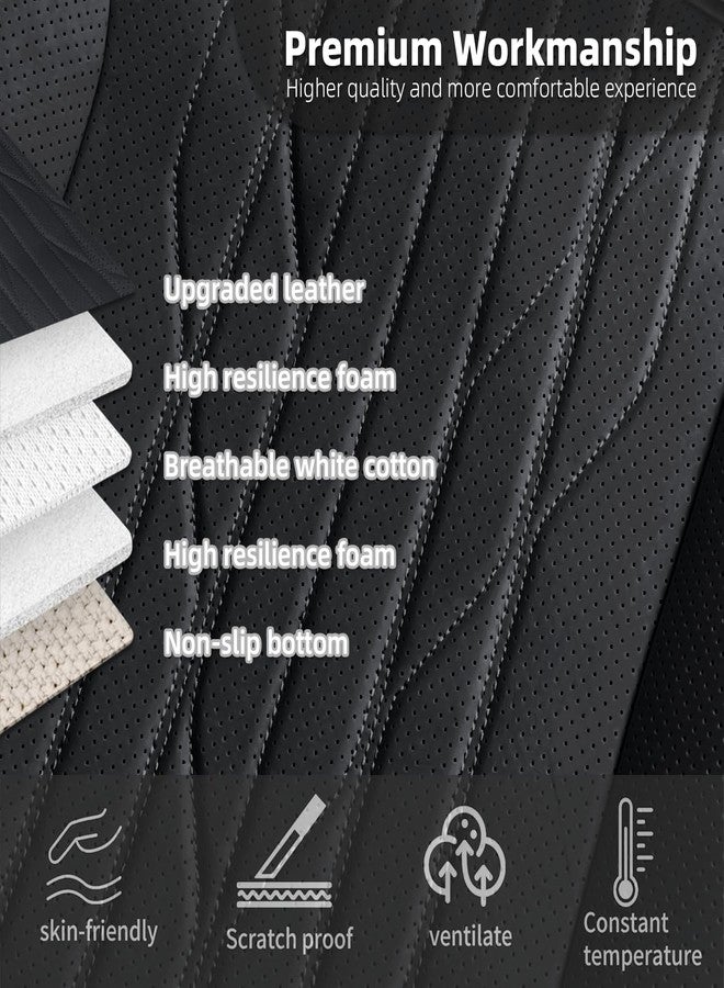 SanQing Car Seat Cover 2PCS Luxury Napa Leather Seat Covers for Tesla Model 3/Y Car Front Seat Bottom,Heavy Duty Seat Cushion Protector Without Backrest (Black) - Image 4