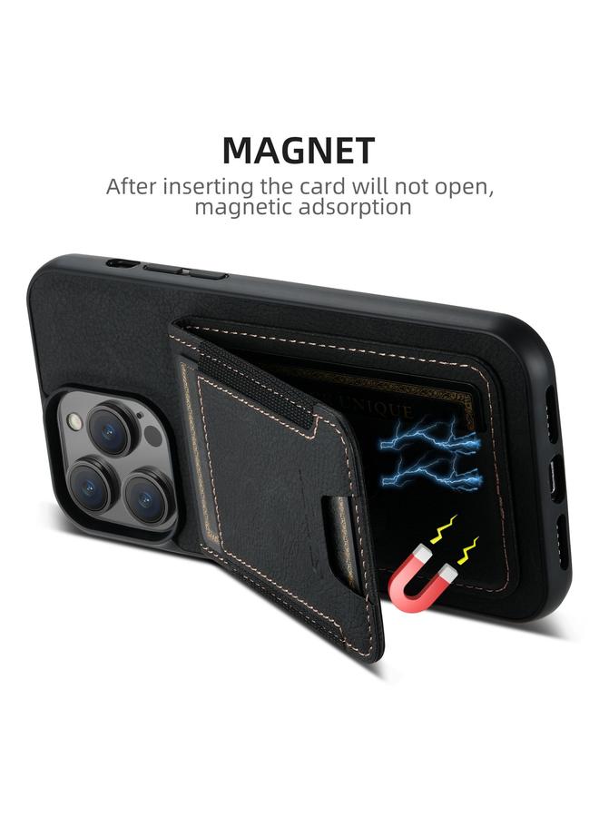 Suteni Case For iPhone 16 Pro H03 Litchi Leather Card Bag Stand Back Phone Case - Image 5