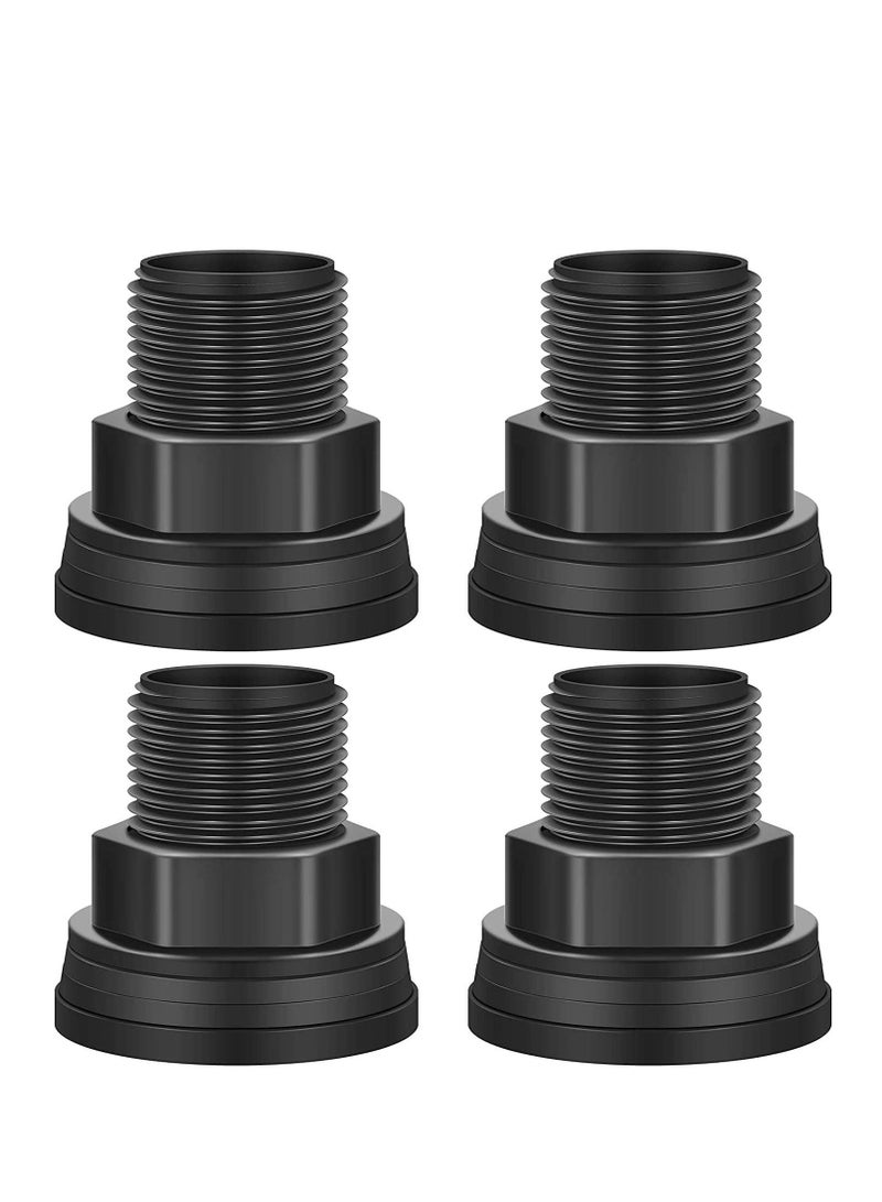 Y&D PVC Bulkhead Fitting Dual Thread Tank Connector, 4 Pieces Fish Rain Bucket Fittings, 3/4" Male 1/2" Female (Black) - Image 1