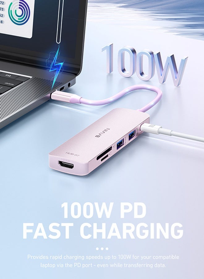 Bavin Portable 6 in1 Multifunctional Type-C Hub and Card Reade 4K HDMI Docking Station with USB C Port Charging HDMI Adapter USB 3.0 SD/TF Card Reader Multiport for MacBook Laptop and Other Devices  - Image 3