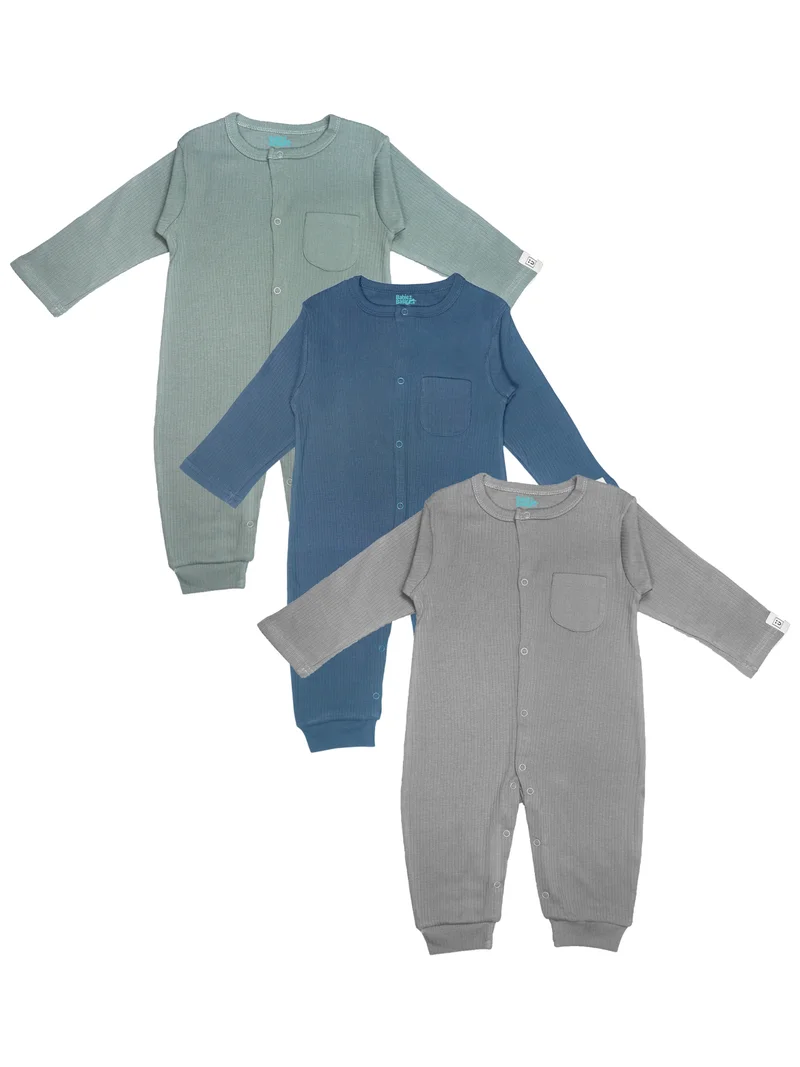 Babies Basic Babies Basic Premium Ribbed Cotton Sleepsuit/Romper - Pack of 3