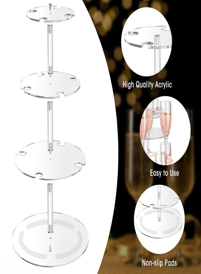 ان اي هوم برج شمبانيا من الأكريليك الشفاف بثلاث طبقات من NiHome مع إضاءة خيطية، حامل أكواب كوكتيل يتسع لـ 12 كوبًا، رف نبيذ، مناسب لحفلات الزفاف والبارات، برج مشروبات للشمبانيا والكوكتيلات والمارغريتا. - Image 5