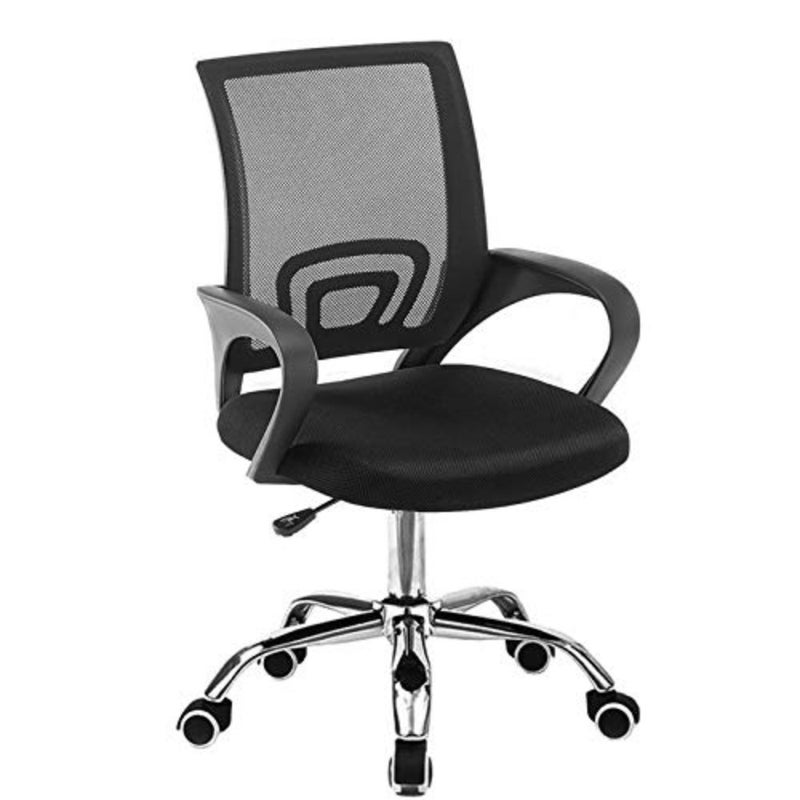 Ergonomic computer desk chair for office and gaming use, made of premium mesh and PU leather in black with adjustable back and lumbar support - Image 1