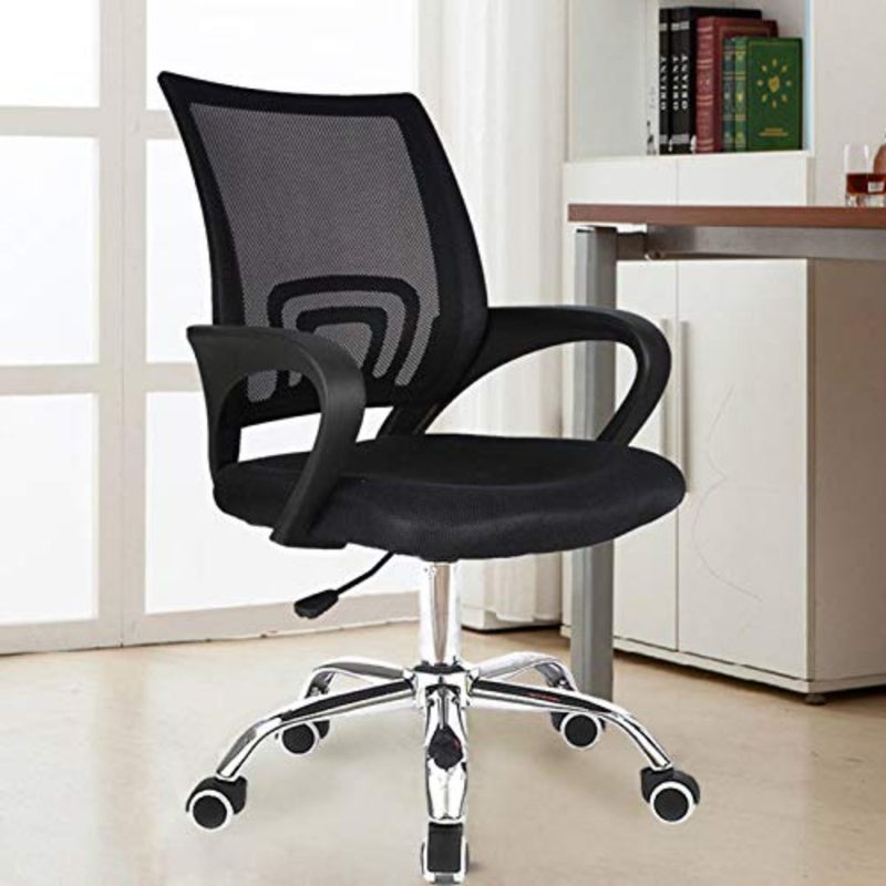 Ergonomic computer desk chair for office and gaming use, made of premium mesh and PU leather in black with adjustable back and lumbar support - Image 2