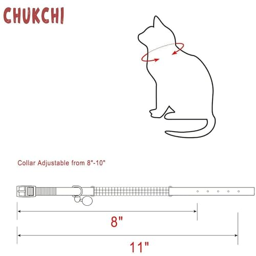 CHUKCHI Soft Velvet Safe Cat Adjustable Collar Bling Diamante with Bells,11 inch for Small Dogs and Cats (Pink) - Image 4