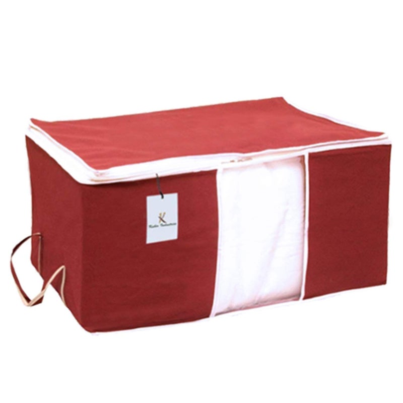 Kuber Industries Underbed Storage Bag Storage Organiser Blanket Cover Set of 2 Maroon Extra Large SizeCTLTC15236 - Image 2