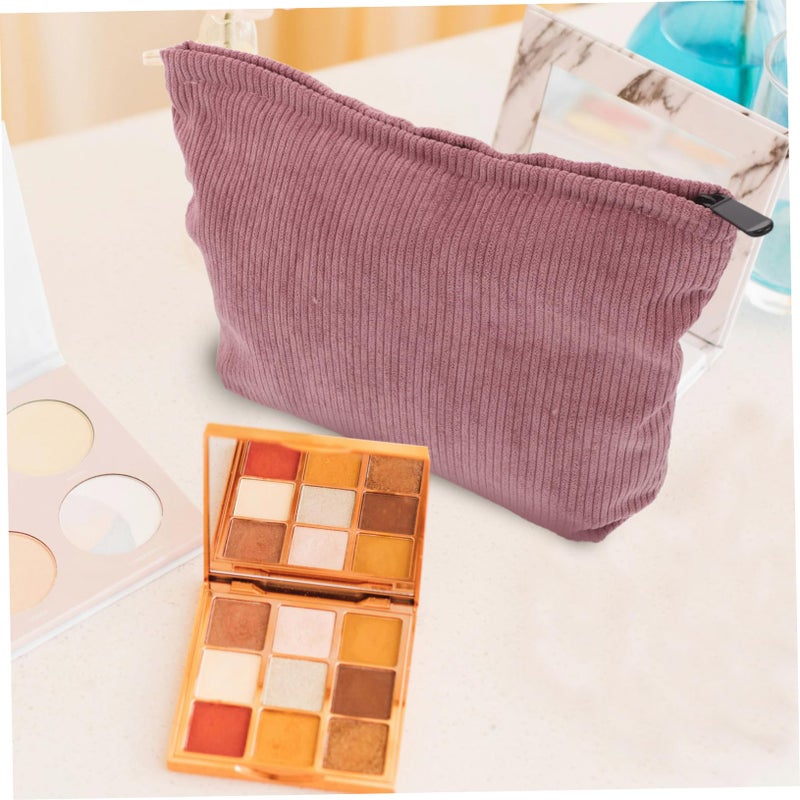 Corduroy Makeup Bag Cosmetic Pouch Travel Organizer For Women Dusty Blue - Image 5